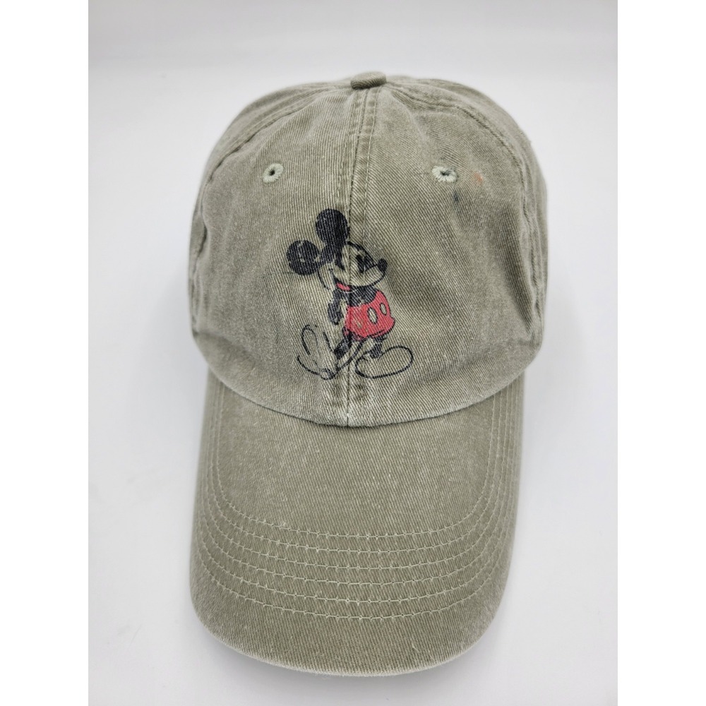 Disney Parks Mickey Mouse Olive Green Baseball Hat Cap Adult Size